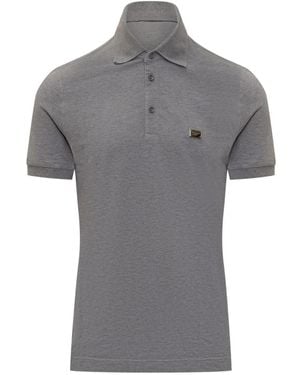 Dolce & Gabbana Graues Baumwoll-Poloshirt Mit Logo