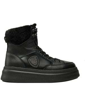 Blauer Botines De Cuero Negro, Mujer, Talla