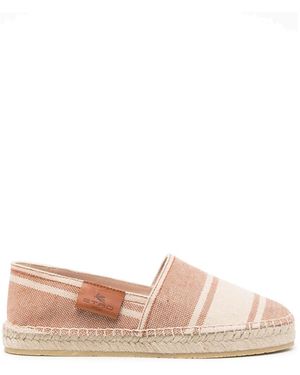 Etro Schoenen ,Bruin ,Katoen Gestreepte Canvas Espadrilles - Roze