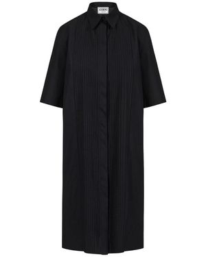 Iceberg Kleedjes ,Zwart ,Leer Kortmouw Poplin Overhemdjurk
