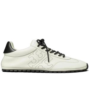 Tory Burch Perforated Logo Leren Sneakers - Wit