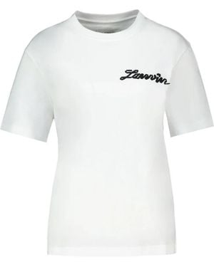 Lanvin Tops ,Wit ,Katoen Klein Lint Katoenen T-Shirt