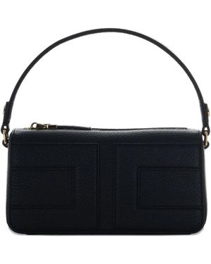 Elisabetta Franchi Zwarte Leren Top Handvat Tas