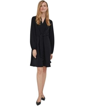 DKNY Jurk Met Striksluiting En Lange Mouwen - Zwart