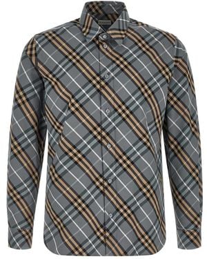 Burberry Overhemden ,Veelkleurig ,Katoen Robert Katoen Poplin Overhemd - Grijs