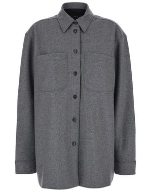 ANDAMANE Graue oversize wolljacke für frauen