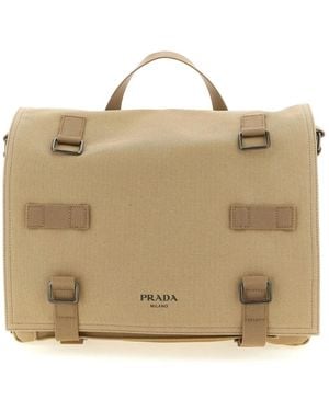 Prada Canvas Messenger Bag - Metallic