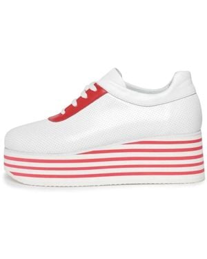 CESARE GASPARI Gestreifte Hohe Plateau-Sneaker - Weiß