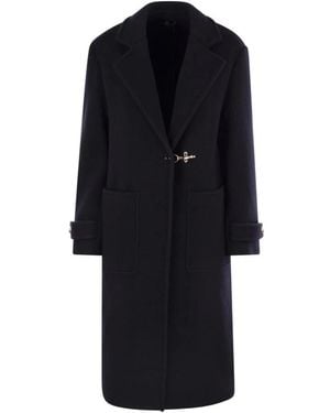 Fay Jassen ,Blauw ,Wol Wollen Jas Met Kasjmier - Zwart