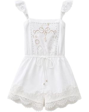Self-Portrait Jumpsuits & Playsuits ,Wit ,Katoen Geborduurde Playsuit
