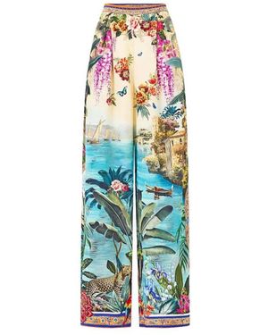 CAMILLA Broeken ,Veelkleurig ,Tuck Front Pant Bodrum Botanicals - Blauw