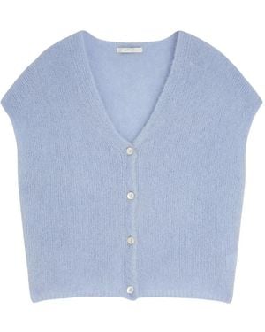 Summum Ärmelloser Cardigan Mohair-Strick - Blau