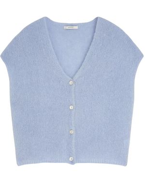 Summum Truien & Vesten ,Blauw ,Wol Mouwloos Vest Mohair Knit