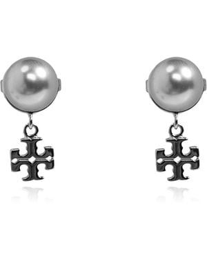 Tory Burch Glass Pearl Earrings - Mettallic