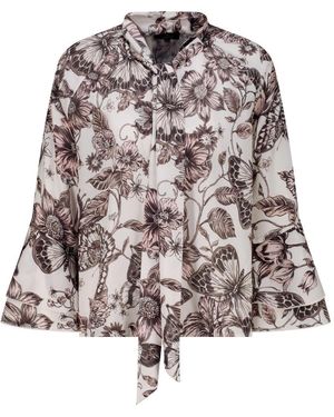 Monari Georgette-Bluse Mit Volants - Braun