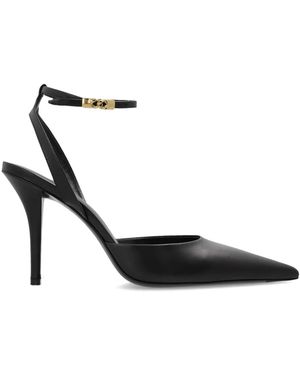 Balmain Schoenen ,Zwart ,Leer Pumps Met Puntige Neus En Enkelbandje
