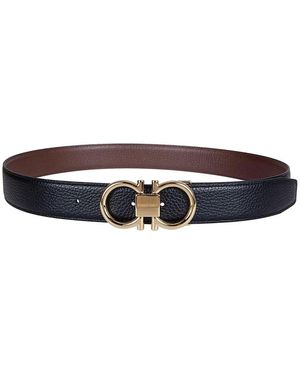 Ferragamo Gancini Reversible Kalfsleren Riem - Zwart