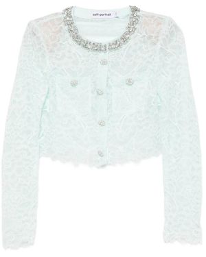 Self-Portrait Cropped Spitzenjacke - Blau