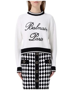 Balmain Round-Neck Knitwear - Blanc