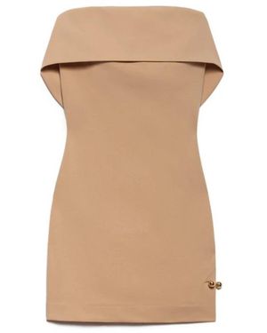 Aniye By Kleedjes ,Polyester Fitted Bandeau Mini Jurk - Naturel