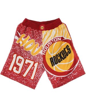 Mitchell & Ness Fitness ,Veelkleurig ,Polyester Nba Jumbotron Sublimated Basketbal Shorts - Rood