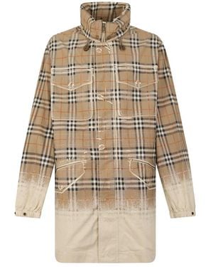 Burberry Jassen ,Katoen Gevlamde Windbreaker - Naturel