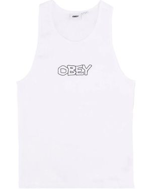 Obey Sleeveless Tops - White