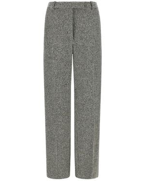 Tom Ford Broeken ,Veelkleurig ,Tweed Tweedbroek Met Gebroken Pailletten-Visgraatmotief En Wijde Pijpen - Grijs