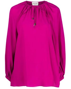 PHAEONIA Overhemden ,Roze ,Fuchsia Zijden Blouse Met Zelfstrik