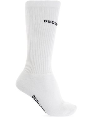 DSquared² Ondergoed ,Wit ,Katoen Logo Socks