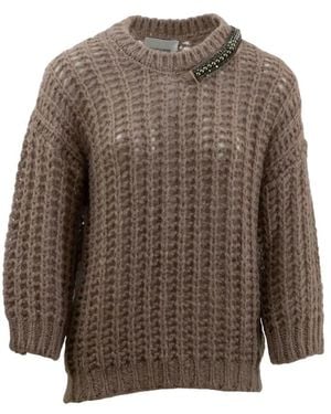 Brand Unique Round-Neck Knitwear - Brown