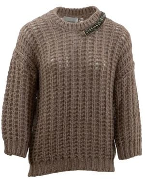 Brand Unique Round-Neck Knitwear - Marron