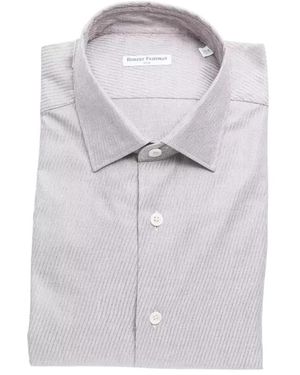Robert Friedman Overhemden ,Katoen Textured Cotton Dress Shirt - Grijs