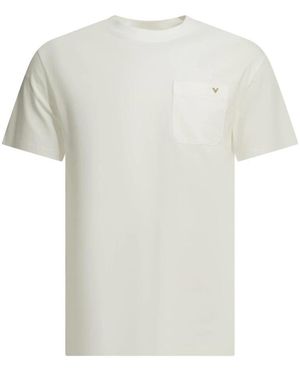 Valentino Tops ,Wit ,Katoen T-Shirt Met Logodetail Op De Borstzak
