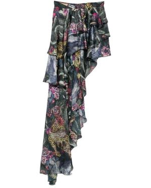 Just Cavalli Rokken ,Veelkleurig ,Grafische Print Midirok - Zwart