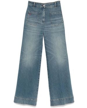 Victoria Beckham Blauer Whiskering-Effekt Denim Jeans