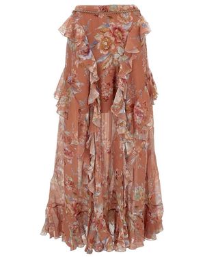 Zimmermann Awaken Ruffle Maxi Rok - Bruin