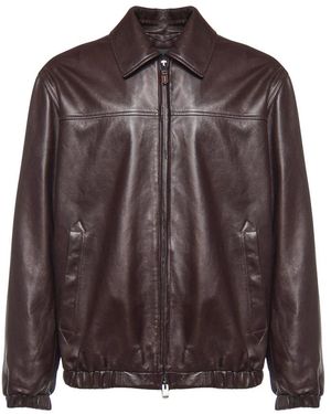 Canali Leather Jackets - Marrone
