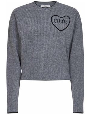 Chloé Divine Cropped Strickpullover - Grau