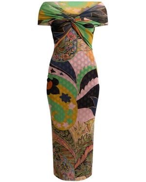 Etro Kleedjes ,Veelkleurig ,Jurk Met Geometrisch Patroon - Groen