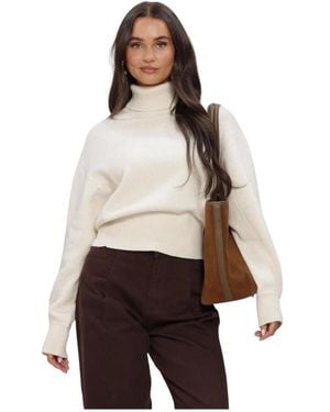 SELECTED Truien & Vesten ,Katoen Slwellie Ls Knit Roll Neck - Naturel