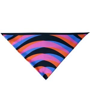 Dries Van Noten Accessoires ,Veelkleurig ,Geometrisch Dessin Zijden Sjaal - Blauw