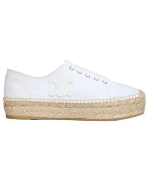 Celine Schnür-Canvas-Espadrilles Mit Leder - Weiß