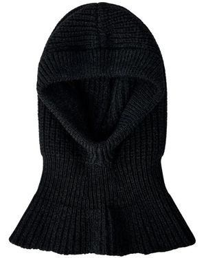 Lemaire Gestrickte Wollmischungskapuze, Runde Krone - Schwarz