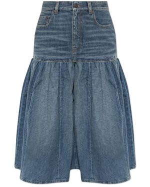 Chloé Korte Broeken ,Blauw ,Katoen High-Rise Balloon Bermuda Shorts