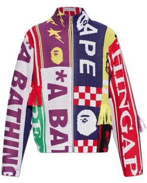 A Bathing Ape Truien & Vesten ,Veelkleurig ,Cardigan Met Patroon - Blauw