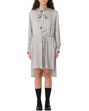 Semicouture Stropdas Hals Jurk, Elegante Stijl - Grijs