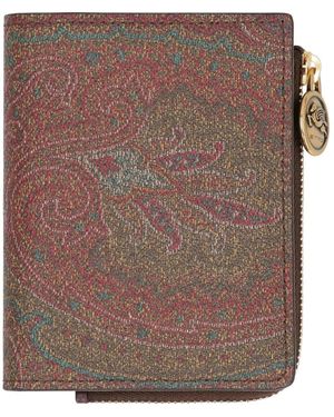 Etro Accessoires ,Bruin ,Leer Arnica Wallet