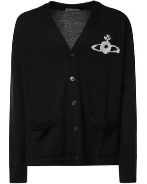 Vivienne Westwood Truien & Vesten ,Zwart ,Wol Alex Orb-Motief V-Hals Vest