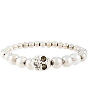 McQueen Accessoires ,Grijs ,Bijoux Grijs Elastisch Armband - Wit